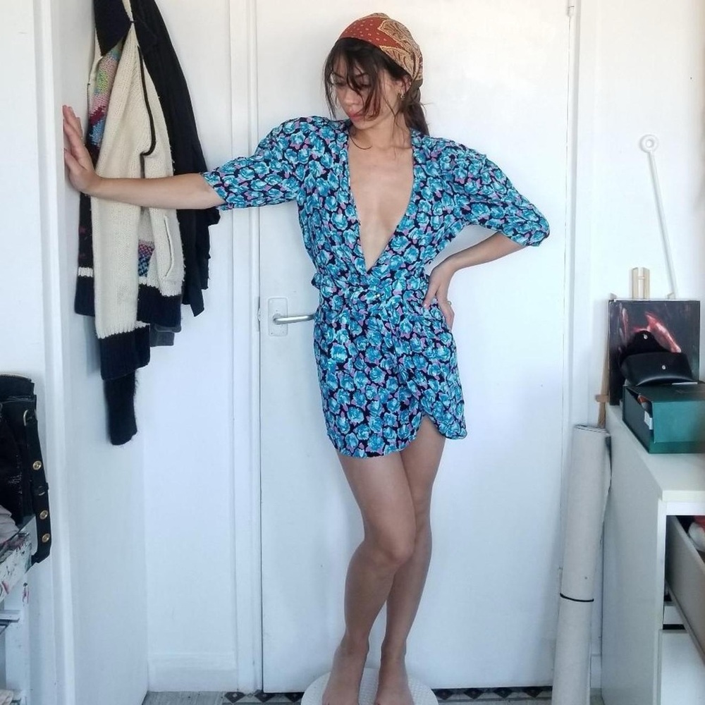 Zara Voluminous Floral Printed Mini Dress size S